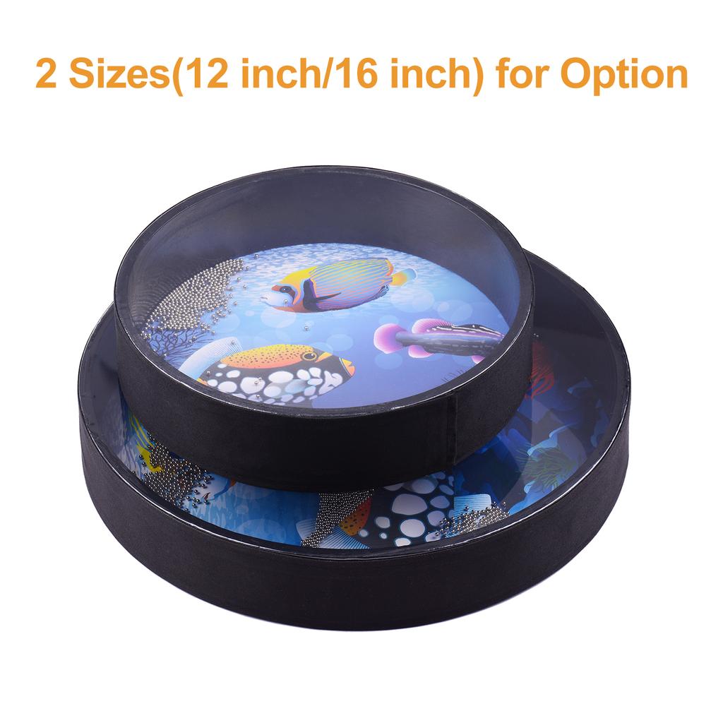 16 Inch Ocean Drum Wooden Handheld Sea Wave Drum Percussion Instrument Gentle Sea Sound Musical Toy Gift for Kids