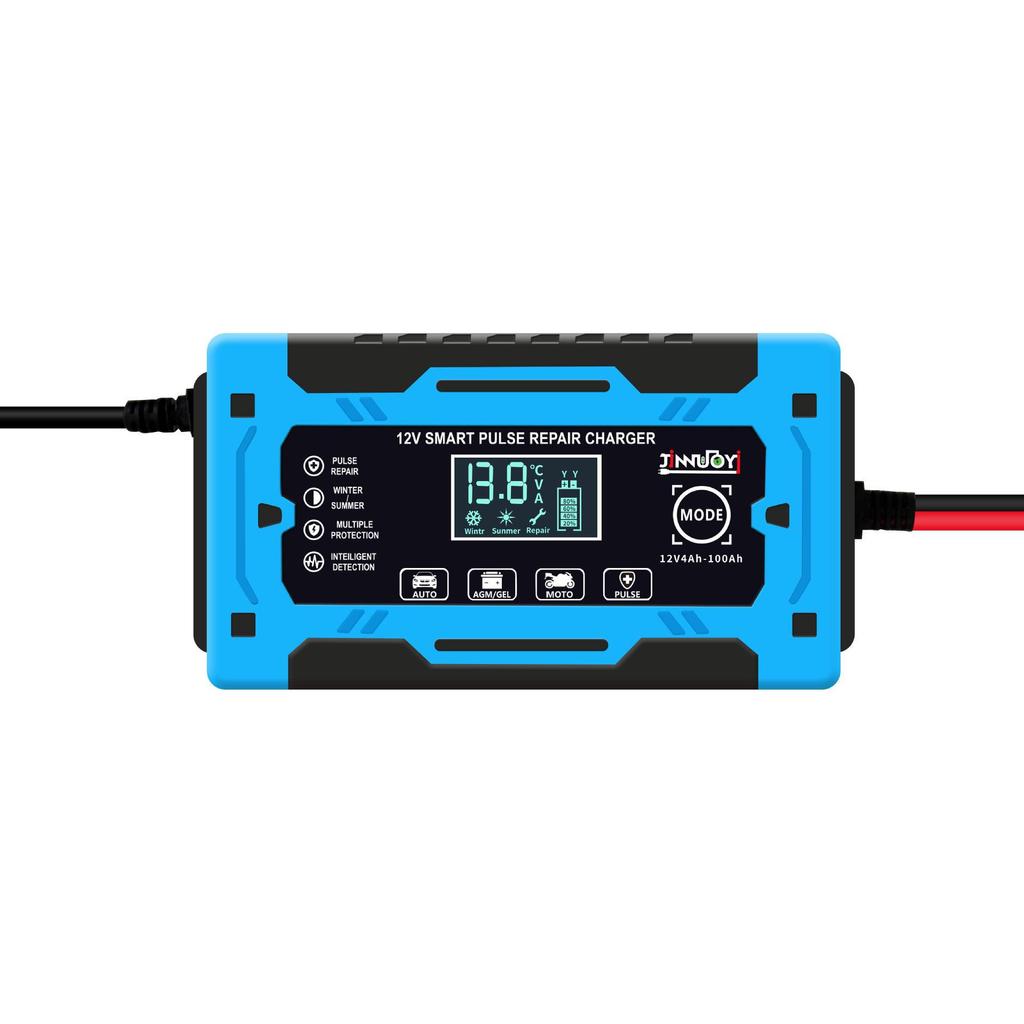 12V Smart Motorcycle Battery Charger with Pulse Repair - Universal Lead-Acid Charger