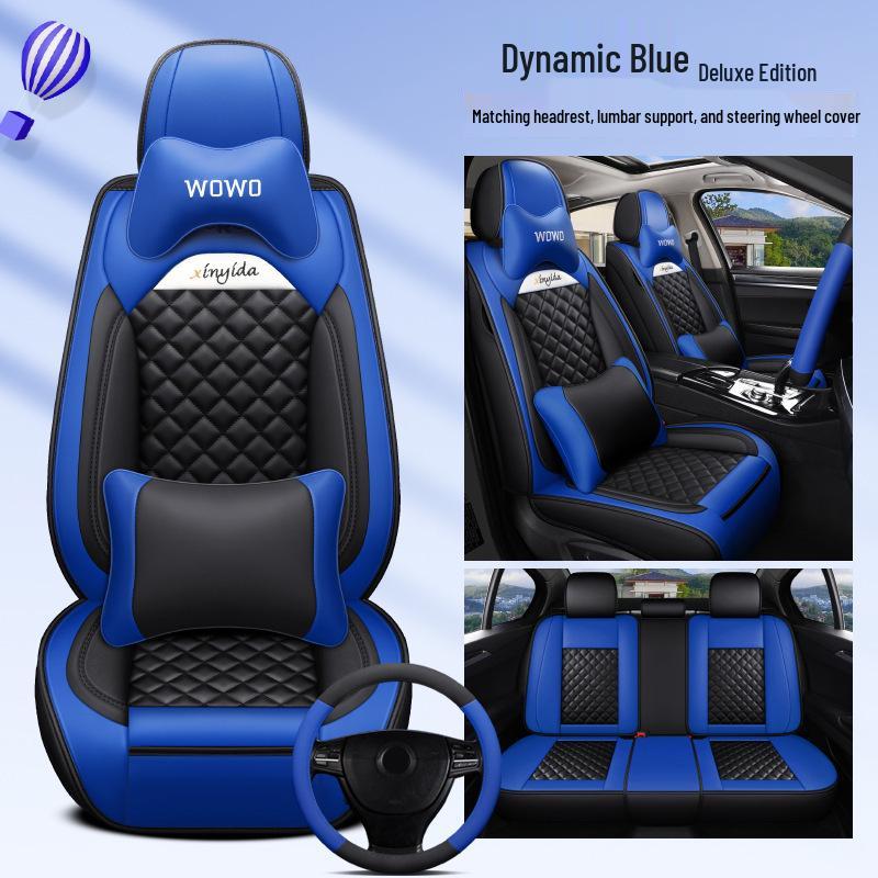 2021 Little Lucky Cow Leather Cartoon Car Seat Cushion for All Seasons - Fits Five Seats