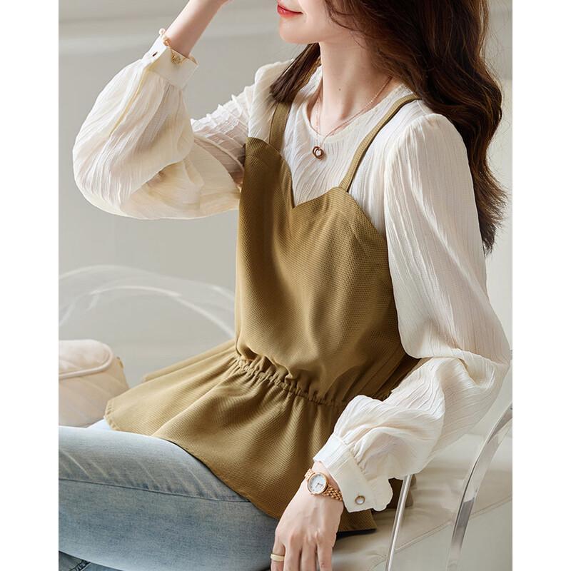 Demana Women s Faux Two-Piece Waffle Knit Shirt L