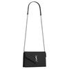 Saint Laurent Ysl Obálka Stříbrné Logo Prošívaná Zrnité Ražené Kožené Obálka Peněženka na Řetízku Taška přes Rameno Crossbody Taška Dámské Tašky Černá 393953BOW021000