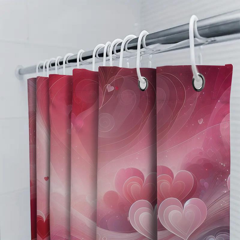 Romantic Red Heart Swirls Shower Curtain For Bathroom Decoration