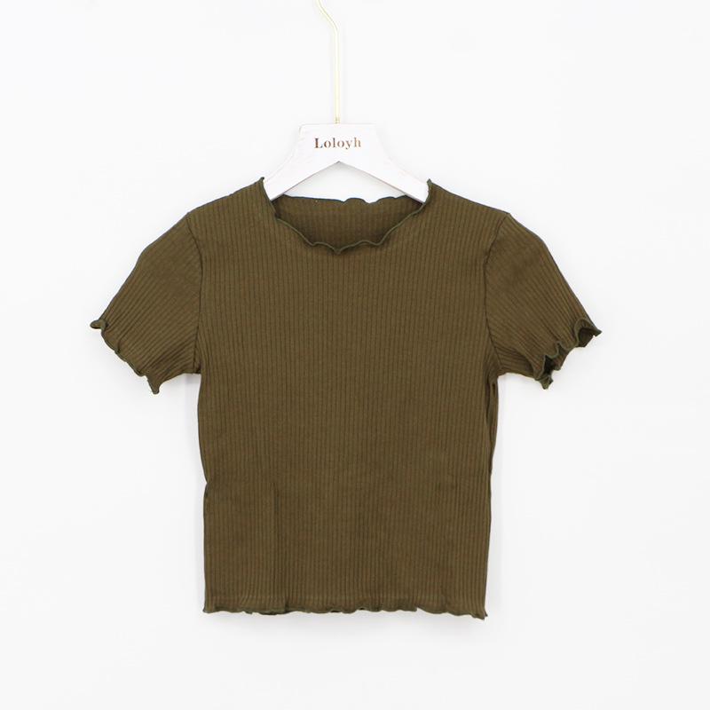 2025 Spring/Summer Women's Retro Ruffle Slim T-Shirt