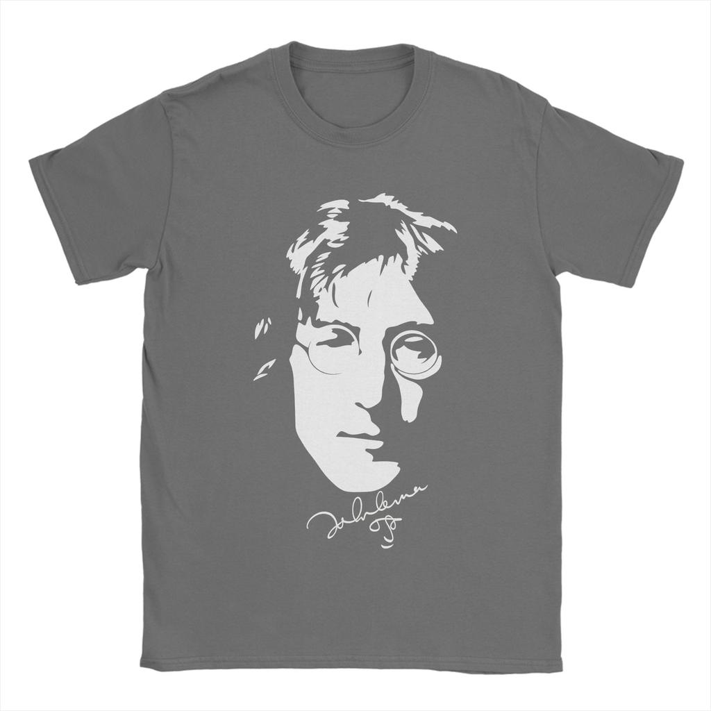John Lennon TShirt Men  Vintage Pure Cotton Tee Shirt Round Collar Short Sleeve T Shirts Plus Size Clothing