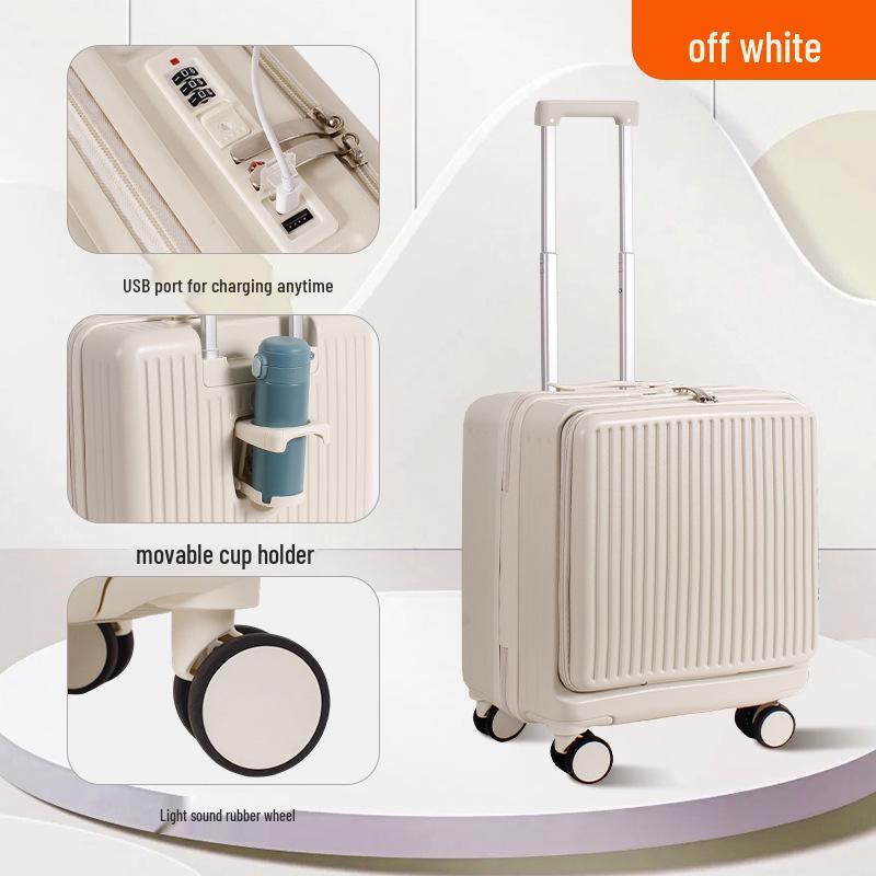 Side-Opening 18-Inch Large Cabin Trolley Case - Unisex Lightweight Carry-On with Password Protection