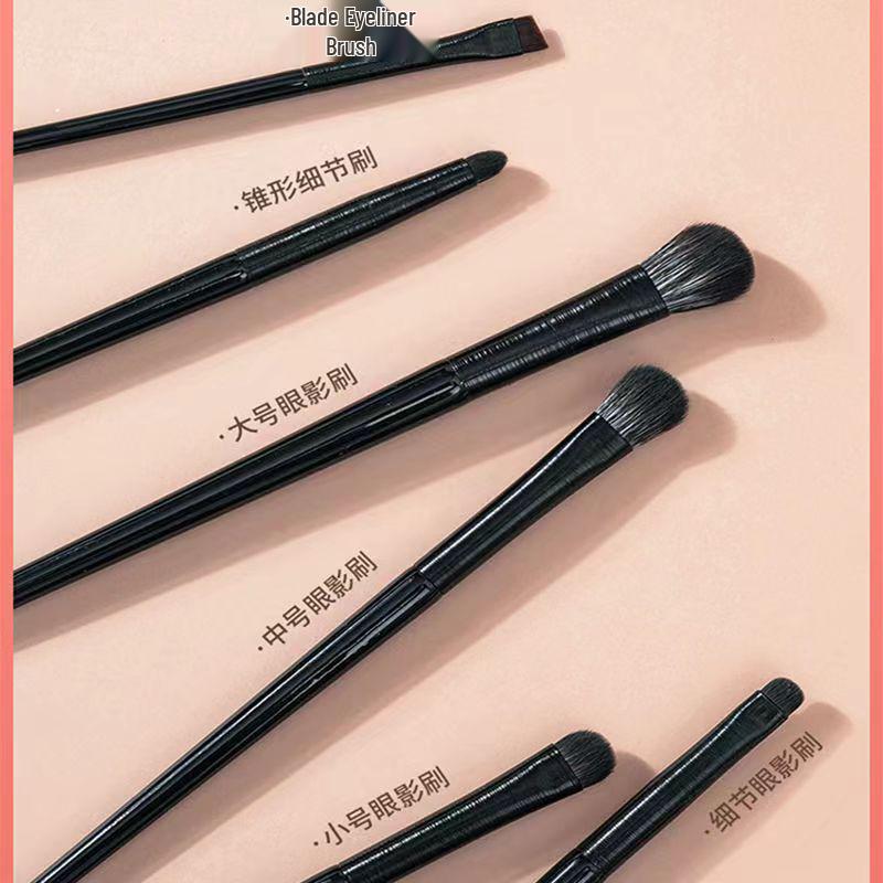 6-Piece Soft Hair Eye Makeup Brush Set: Eyeshadow, Under-Eye, Eyeliner, Detail