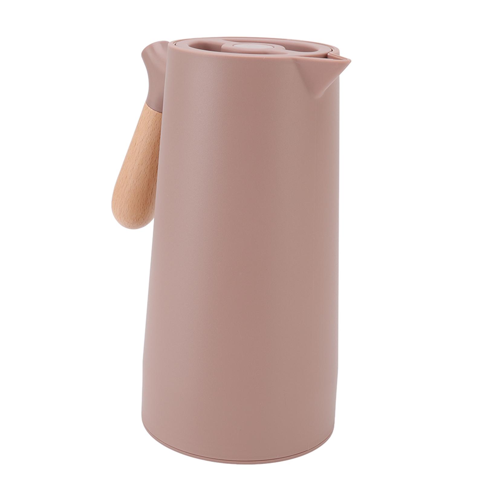 

Coffee Carafe Simple Stylish Portable 1L Large Capacity Beech Wood Handle 12h Thermal Insulation Coffee Pot Brown L коричневий