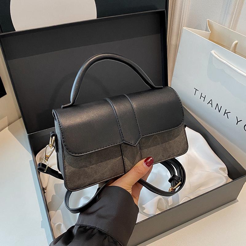 Damen 2024 Mode Kleine Quadratische Handtasche - Retro & Vielseitig, Einfarbige Schulter- oder Umhängetasche