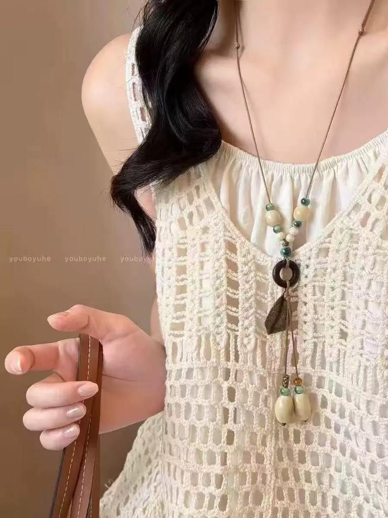 New Chinese Bohemian Retro Tassel Long Necklace Female Exotic Ethnic Style Pendant Versatile Neck Accessories