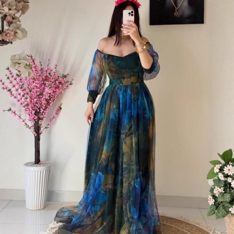 Women s Mesh Color Printed Sexy Dress S