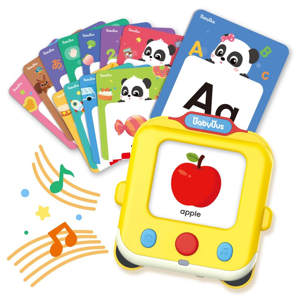 BabyBus First Talking Bus, English Learning, Compatible with Japanese and English, Flash Cards, Educational Learning Toy, Baby Toy, 1st, 2nd, 3rd,