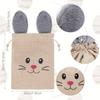 6pcs Easter Linen Drawstring Burlap Bags with Cute Bunny Ears Gift Packaging Bags Suitable for Easter Gifting