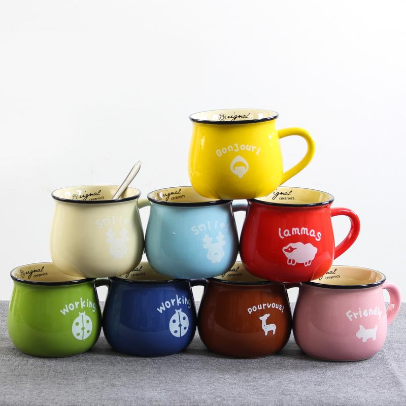 Creative Japanese Ceramic Cup Gifts, Big Belly Cup Breakfast Cup Milk Coffee Cup Color Glaze