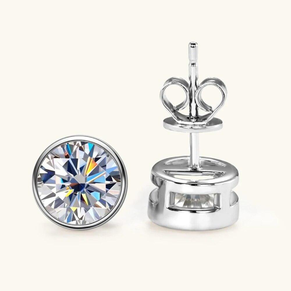 Luxury 925 Silver Moissanite Earring Original Certified Plated 18k Yellow Gold 2ct Diamond Stud Earrings for Women Men Jewelry