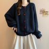 Love Single-breasted Age-reducing Soft Waxy Sweater Jacket Women's Autumn and Winter Loose and Thin Shoulder Sleeves Knitted Top Cardigan
