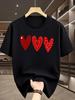 2026 Women's Large Size T-shirt Valentine's Day Romantic Print Short Sleeve Casual Soft Comfor