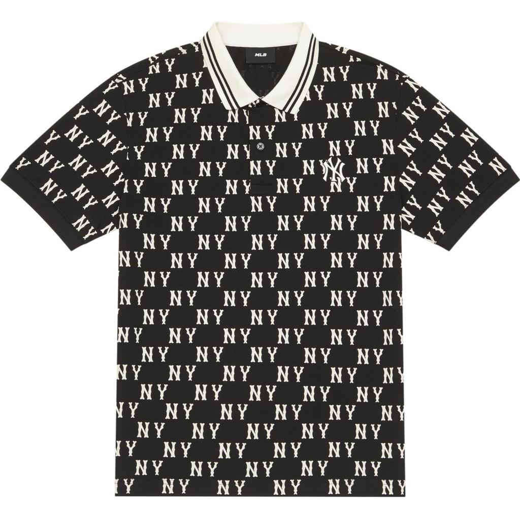 New MLB MONOGRAM Collection New York Yankees SS24 Polo Shirt Unisex Black 3APQM0443-50BKS
