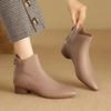 Fashion Pointed Toe Ankle Boots Women Elegant Mid Heels Leather Shoes 2026 Trend Pumps Winter Cozy Large Size Chunky Botas Mujer