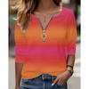Autumn and winter zipper V-neck long-sleeved love cute printed casual tops women's shirts fashion loose shirts tops for women