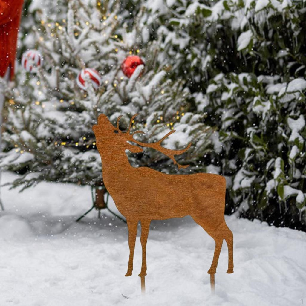 Garden Stake Christmas Decoration Statue Standing Yard Sign Reindeer,Metal Silhouette for