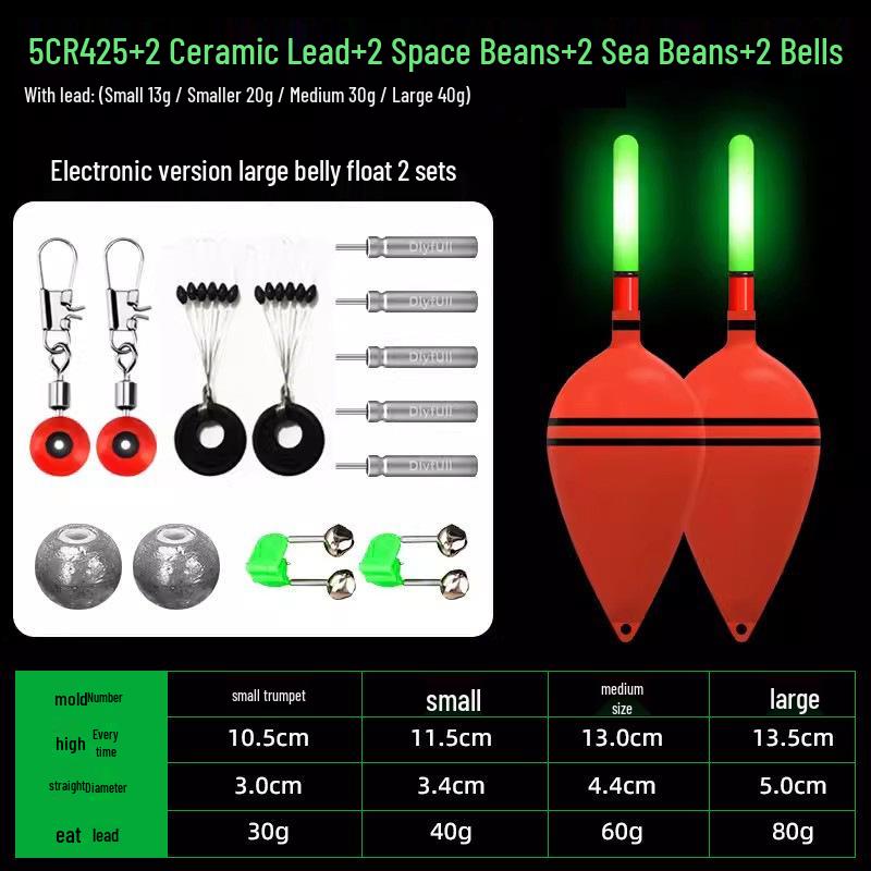 Flotador de Pesca Luminoso de Barriga Grande para Lanzamiento Largo para Mar y Carpa Plateada