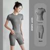 Women's Summer Quick-Dry Yoga Set: Stylish Slimming Short-Sleeve Shirt & Shorts for Running & Fitness