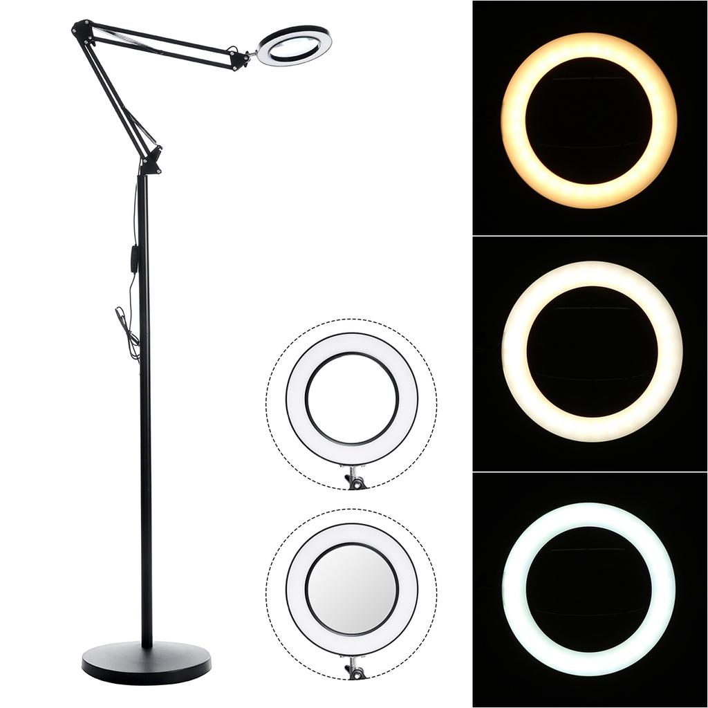 10X Diopter LED Magnifying Floor Stand Lamp Eye Protection Magnifier Glass Ligth Len Facial Light Beauty Salon Nail Tattoo Black/White