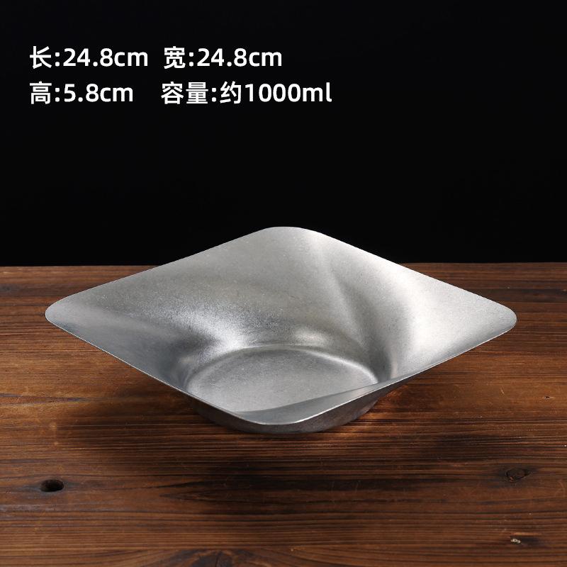 Vintage Stainless Steel Plates Dinnerware Korean Style Barbecue Household Hotel Restaurant Small Plate Sauce Dish Tray Tableware