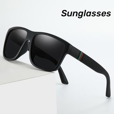 Retro Square Sunglasses Large Frame Men Vintage Plastic UV400 Black Sport Sun Glasses Stylish Fashion