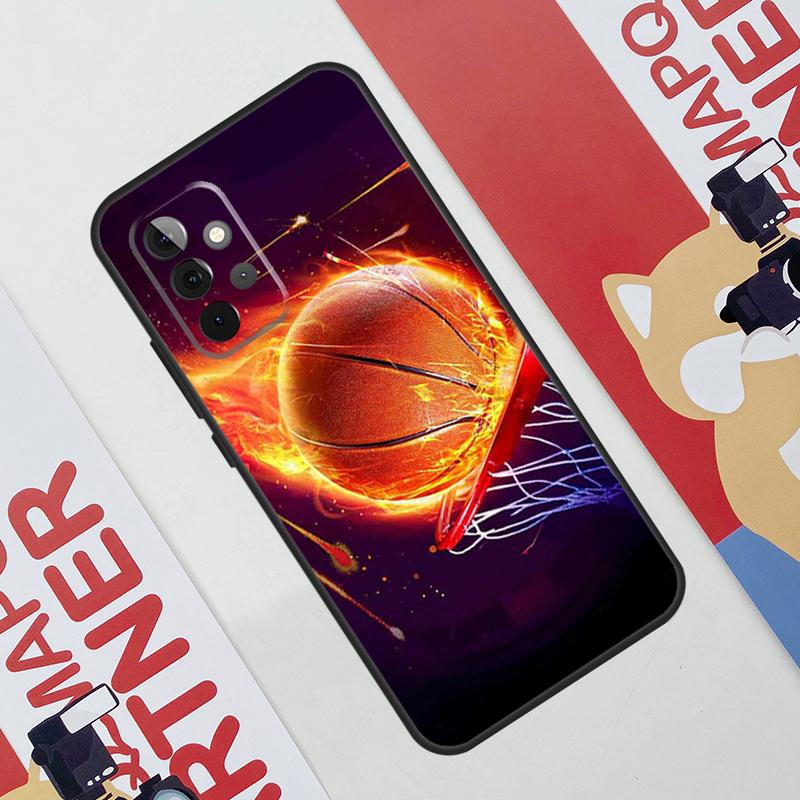 Basketball On Fire Case For Samsung Galaxy A36 A35 A55 A06 A16 A26 A56 A53 A32 A52 A33 A13 A14 A34 A54 A17 A15