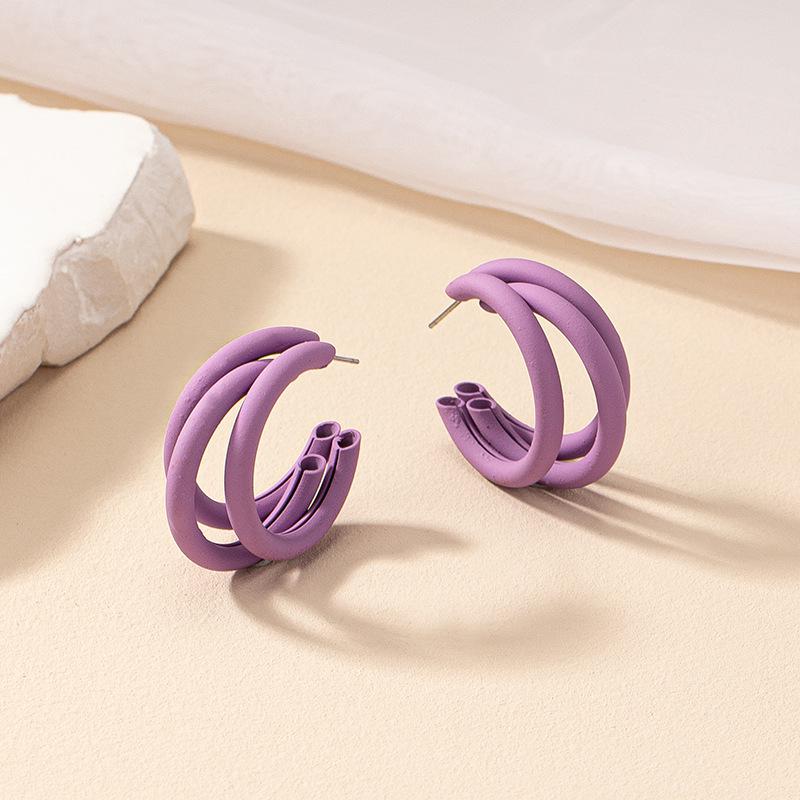 

Korean Retro Macaron Multi-Layer Circle Stud Earrings for Women