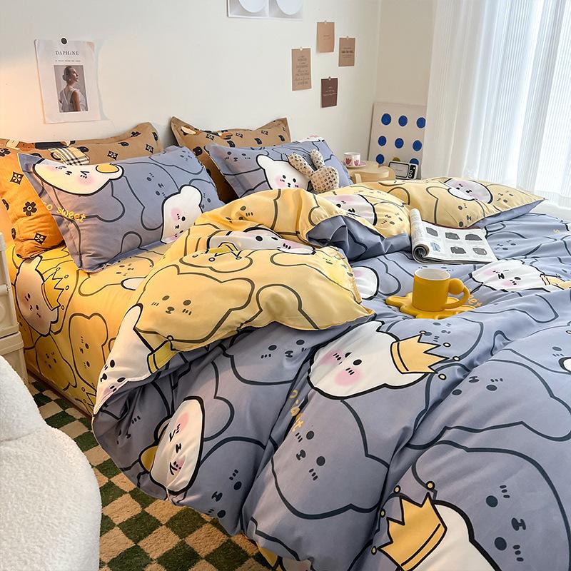 Small Fresh Four-piece Bed Sheet Set Quilt Cover Set Single Dormitory Three-piece Set Skin-friendly and Comfortable Bedding