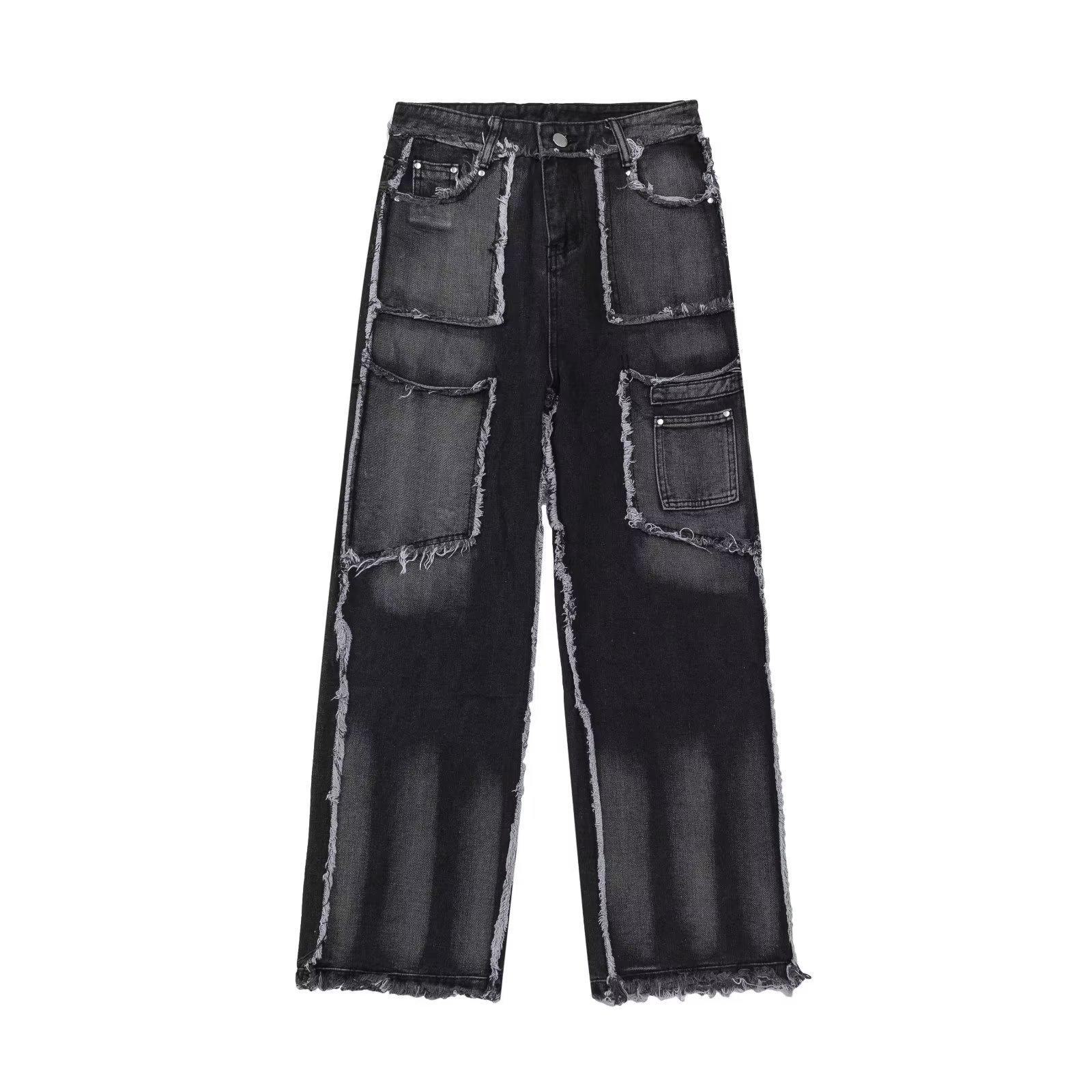 

Мужские свободные прямые повседневные рабочие джинсы с необработанным краем - тренд осень/зима Thick; XXL