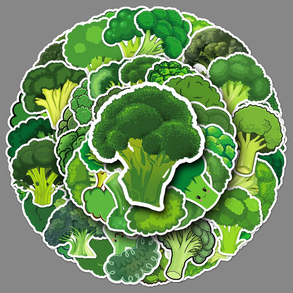 50 Broccoli Doodle Stickers Personalized Cartoon Cute Vegetable Decorative Skateboard Water Cup Mobile Phone Case Stickers