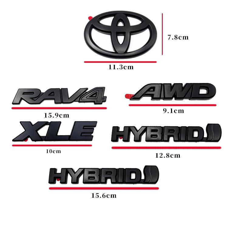 8 pièces de recouvrements ABS pour Toyota RAV4 XLE AWD 2019-2023, noir mat mélangé, pour emblèmes de capot - accessoires auto