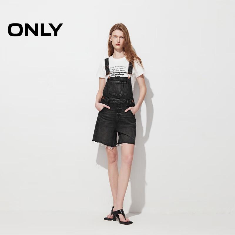 

ONLY Women s High Waist Frayed Hem Denim Overalls Shorts