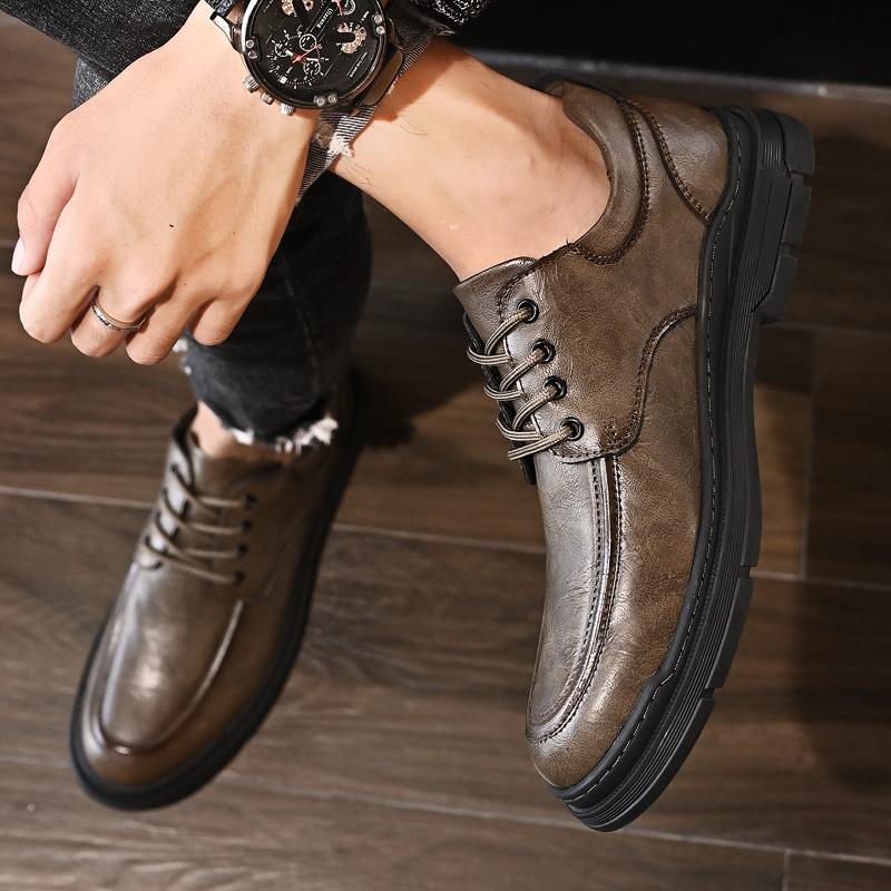 Fashion Handmade Men's Leather Shoes Retro Classic Luxury Style Leisure Business Office Dress Up Party Elegant Adult Shoes Black