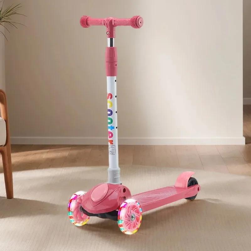 Children'S Scooter 3 In 1 Baby Scooter Can Slide Stand And Flash 3 Wheels Foldable Micro Scooter Boys And Girls 2-6 Years Old
