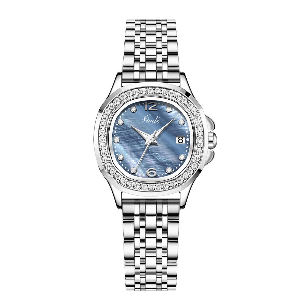 Fashion Women'S Diamond Quartz Steel Belt Watch Light Luxury High Sense Versatile Temperament Women'S Fritillary Watch