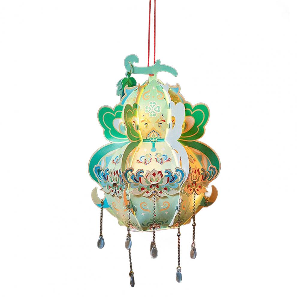 Handcrafted Calabash Lantern Handheld Chinese New Year DIY Luminous Flower Light for Mid-Autumn Festival Wedding Decor