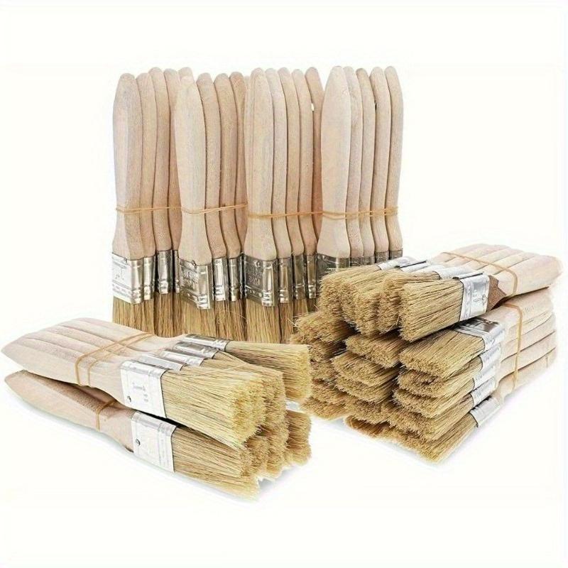 10/20pcs Bristle Paint Brush, Flat Bristle Brush, Suitable for Art, Handwork, Gesso, Painting, Dyeing, Varnish