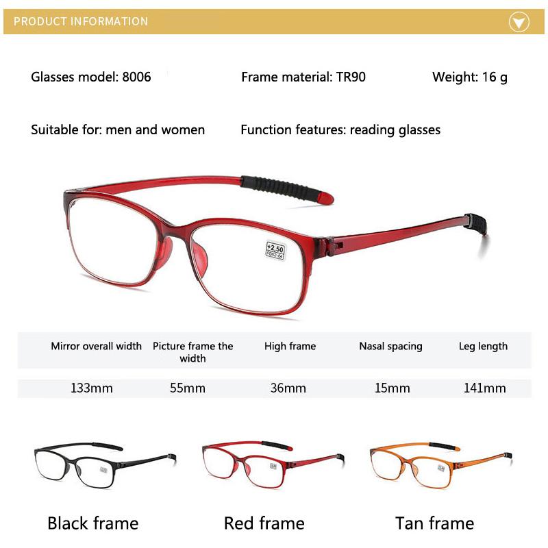 New Tr Lightweight Anti-Blu-Ray Reading Glasses Fashion Oval Small Frame Old Man Mirror Comfortable Reading Glasses