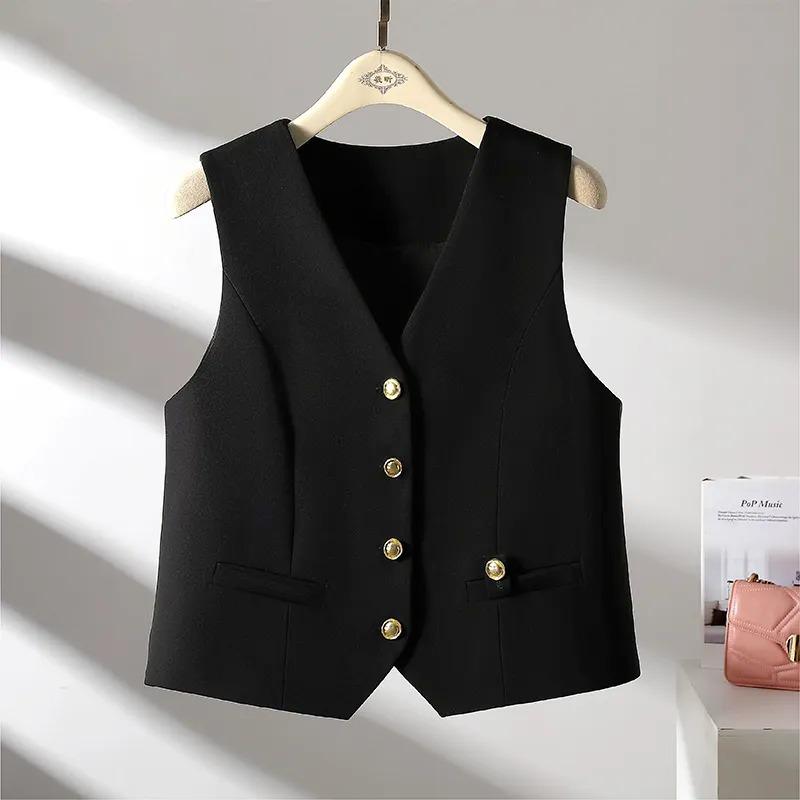 Suit Black Vest Women's Versatile Spring and Autumn New Fashion Waistcoat