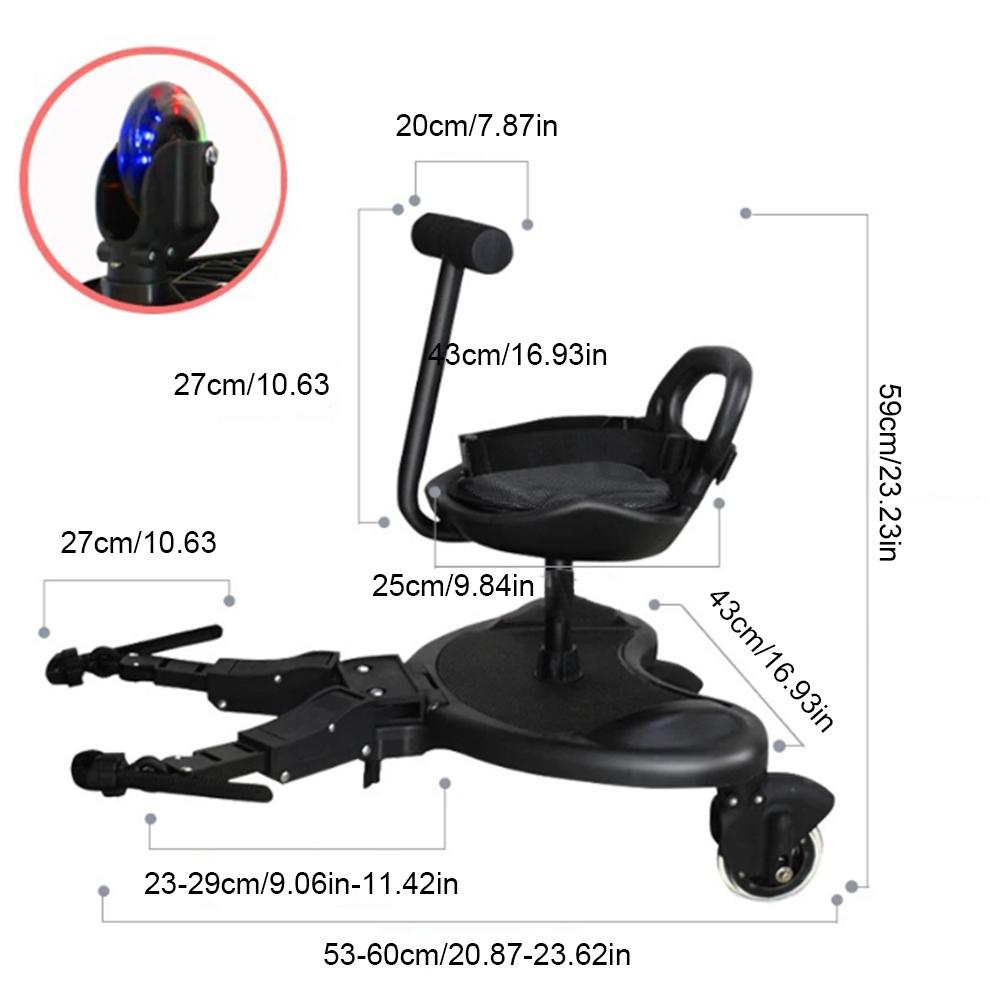 Universal Baby Strollers Pedal Adapter Trolley Auxiliary Trailer Buggy Pushchair Standing Seat Pushchair Step Board Accessories
