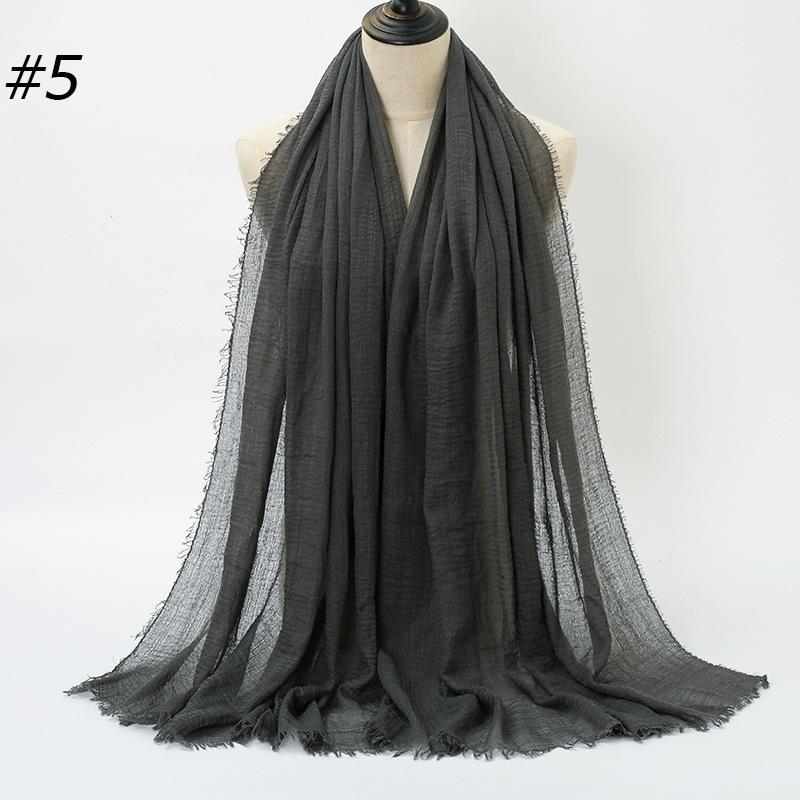 New Pleated Monochrome Cotton Solid Color Scarf, Naturally Pleated Human Cotton Hair Beard Edge Large Size Women's Headscarf B