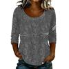 Women's Fashionable Casual Floral Print Seven Quarter Sleeved Round Neck T-Shirt Top
