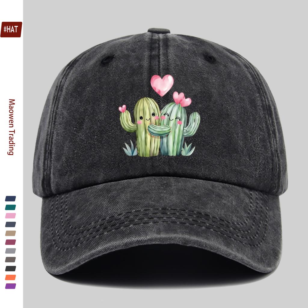 Pc Heart Cactus Print Baseball Cap Casual Style Design Decor Hat Comfortable Lightweight Sun Hat with Adjustable Strap Fashi