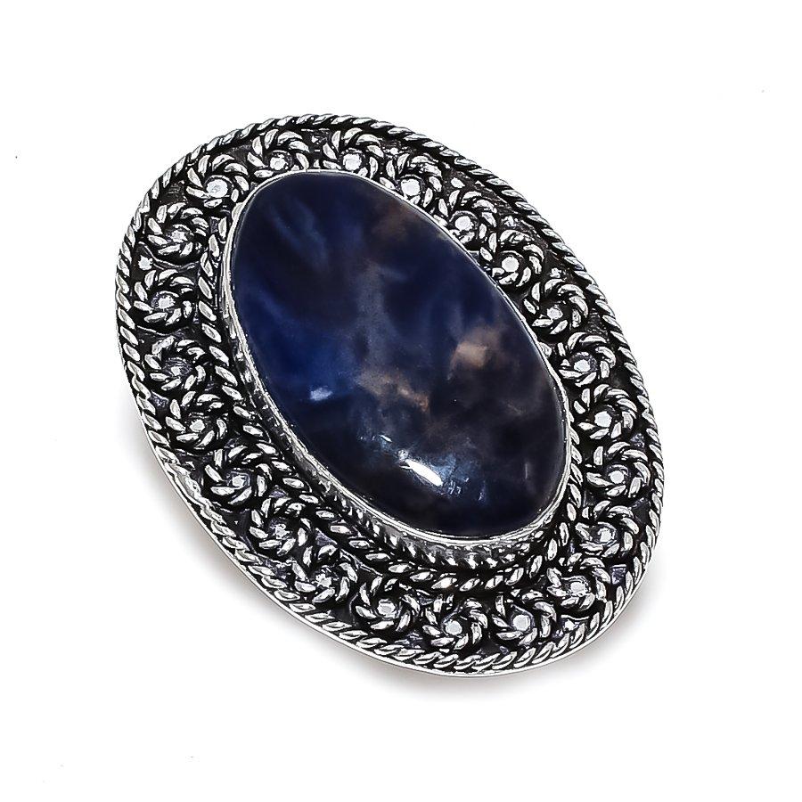 Sodalite Gemstone Handmade 925 Sterling Silver Gift Jewelry Ring Size 10 c1e44