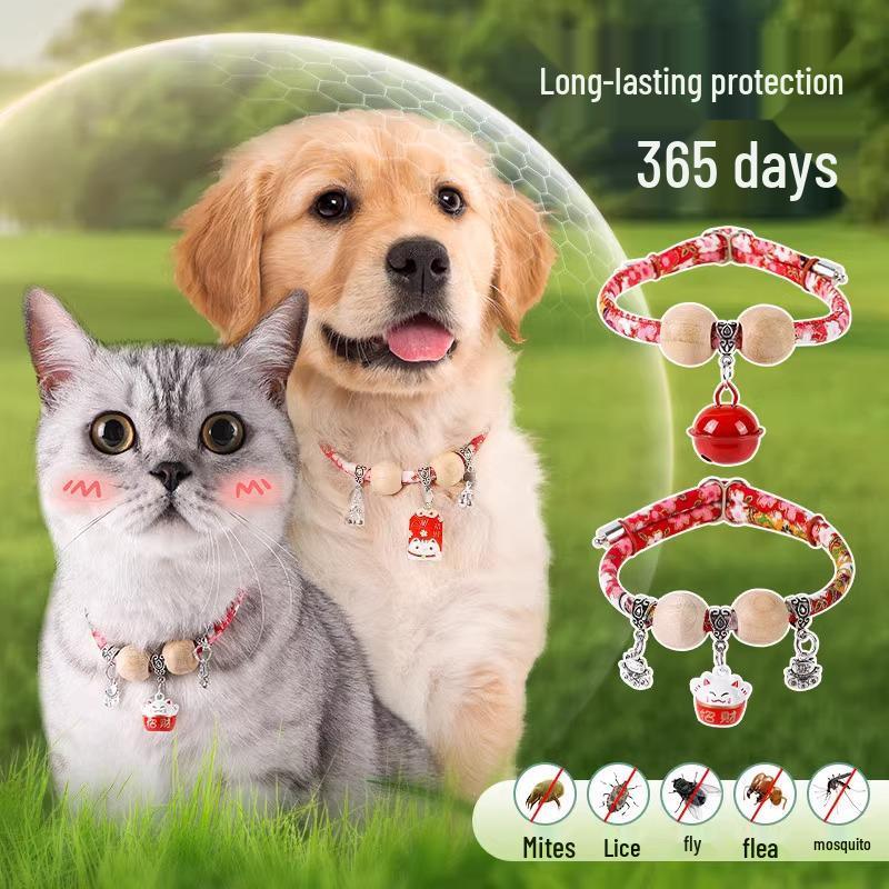 Cat Flea & Mosquito Repellent Collar with Bell and New Year Neckerchief