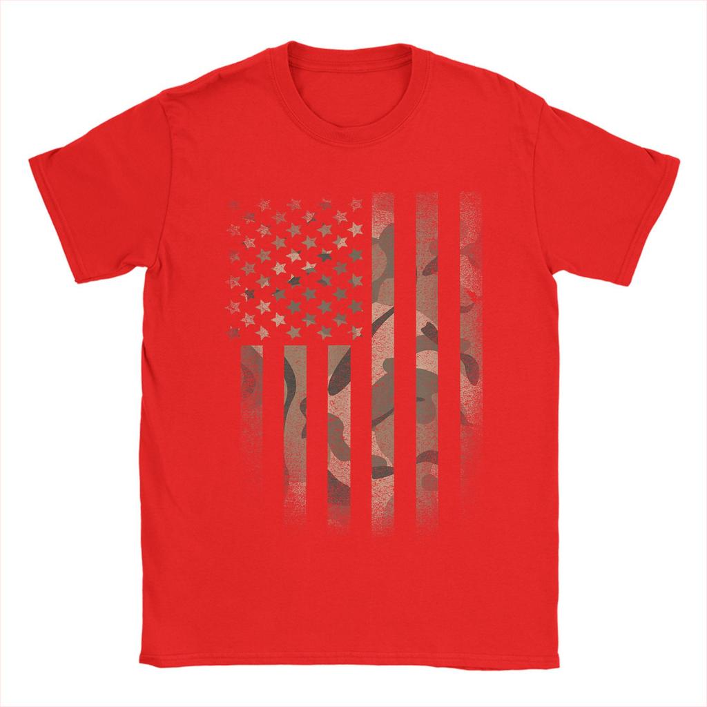 Novidade Camuflagem Bandeira Americana EUA Militar Táticas Camuflagem Deserto Camisetas para Homens Gola Redonda Manga Curta Camiseta Roupas